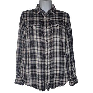 Polo Ralph Lauren Women's Western Plaid Shirt-Black/White size‎ 6 Pearl Snap